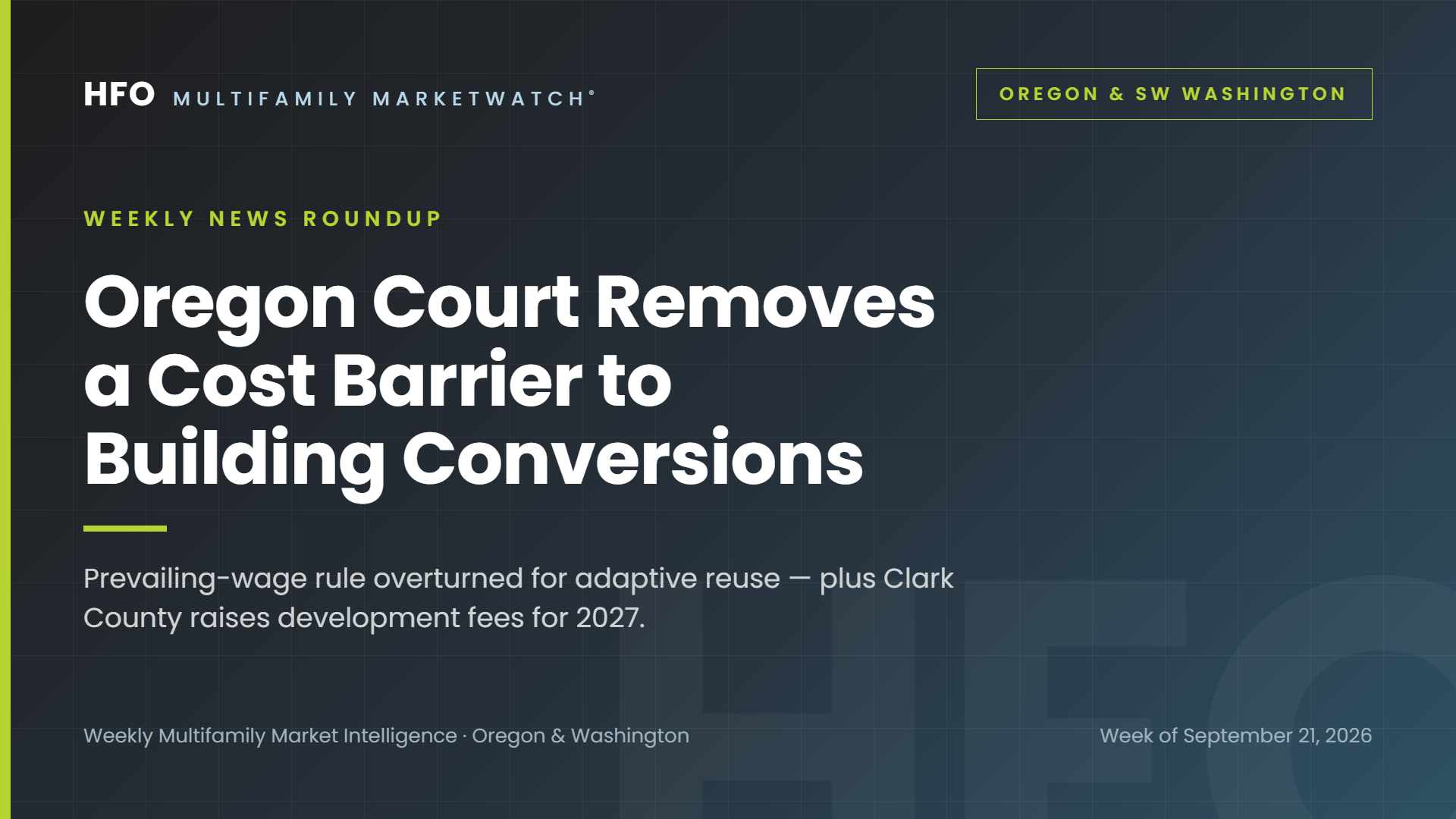  Oregon Conversion Costs Drop and Clark County Fees Climb [9/22/26]